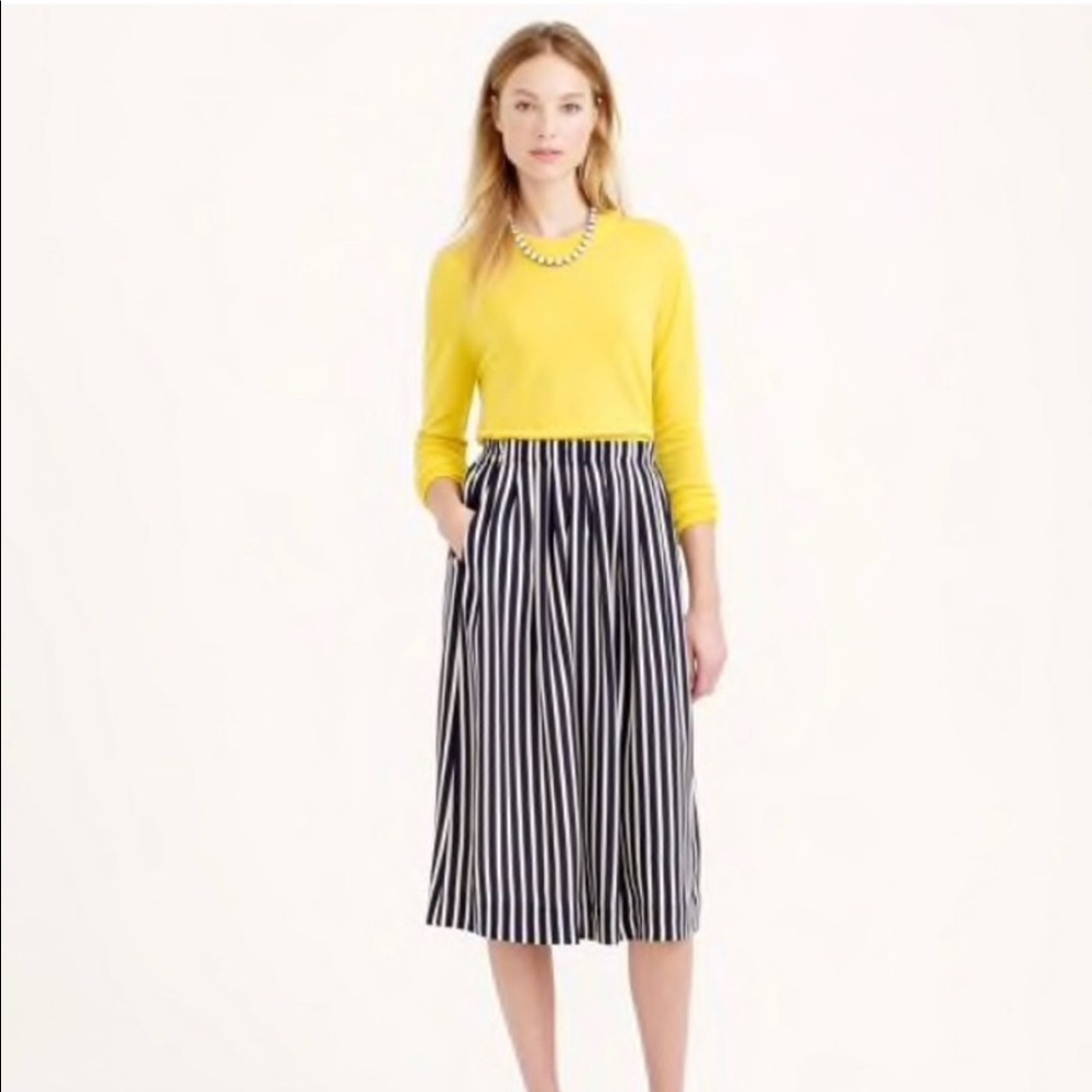 J.Crew Pleated Striped Midi Skirt w/ pockets